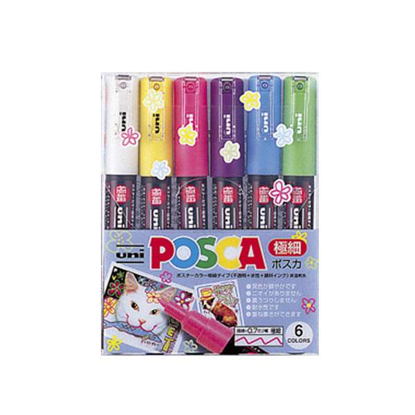 POSCA〈ポスカ〉 極細 サインペン ６色セット 三菱鉛筆 PC1M 6C [M便 1/3]