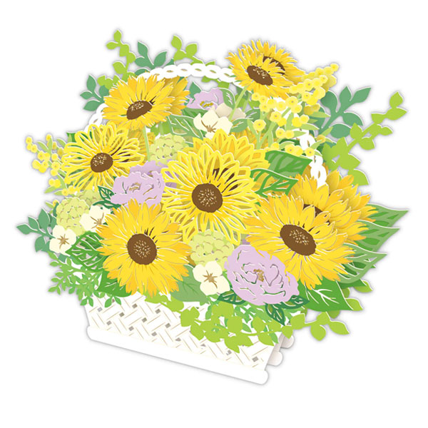 サマーグリーティングカード 《立体カード》 LGひまわり花かご2 日本ホールマーク 824-976 [M便 1/2]