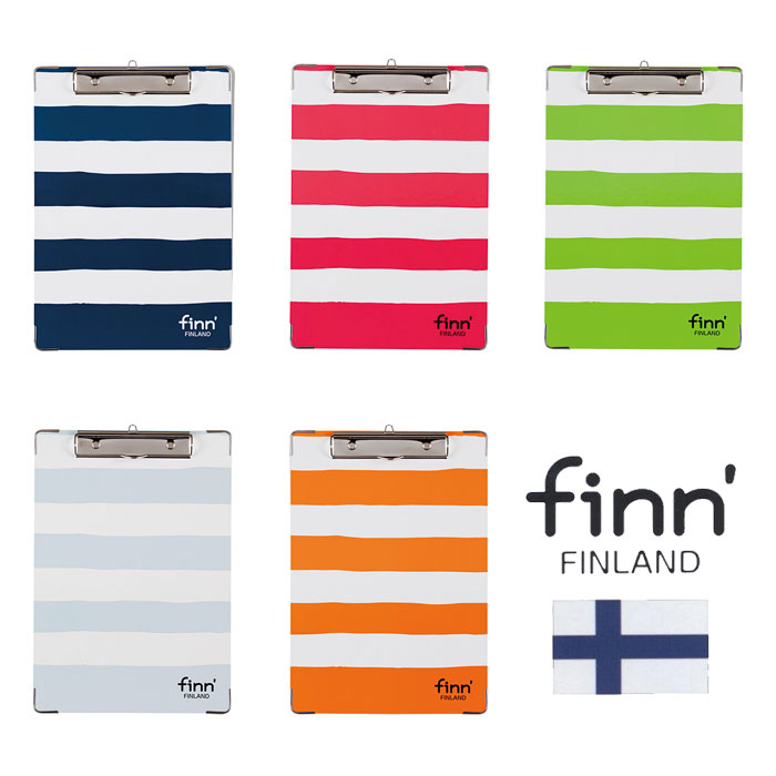 ■お取り寄せ商品■　finn'[フィンダッシュ]　クリップボード　ボーダー柄　A4サイズ用　　全5色　セキセイ　FINN-7795